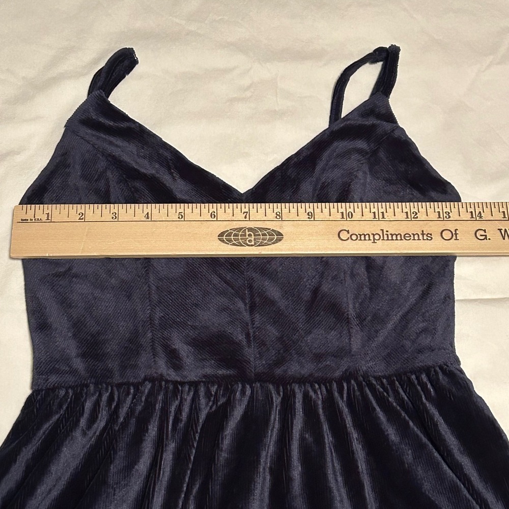 Good‎ Luck Gem Blue Velvet Dress Sleeveless V Neck Mini Womens size S - Picture 11 of 13